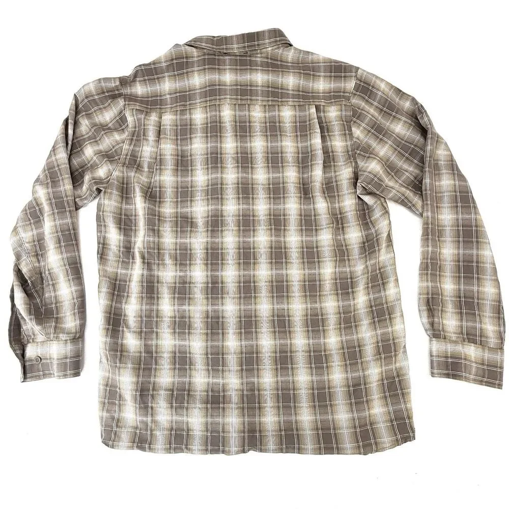 The North Face Shirt Men Large Brown Button Up Hiking Outdoor Plaid Long Sleeve